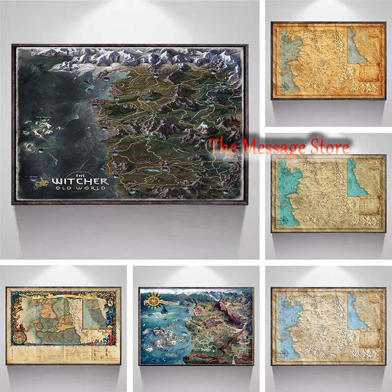 Star Map Poster - Witcher World Map Continent Locations Wall