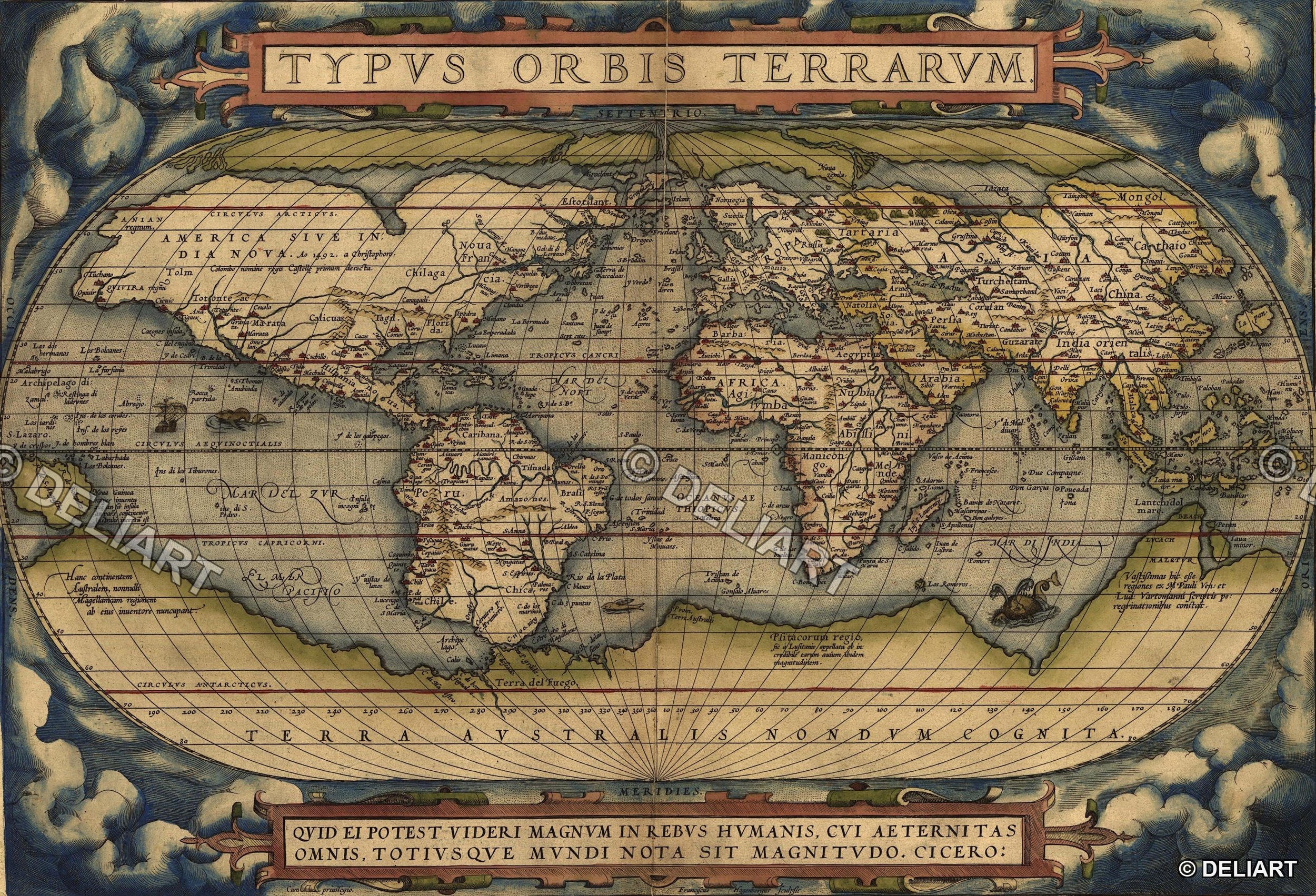 Star Map Poster - 1570 Ortelius World Map Typus Orbis