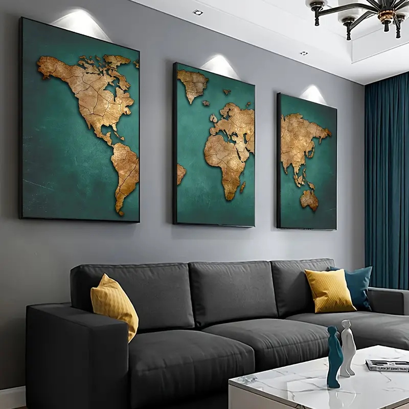 Retro World Map 3pcs/set Canva - Star Map Poster recensie en prijs