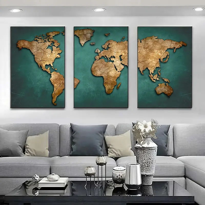Retro World Map 3pcs/set Canva - Star Map Poster recensie en prijs
