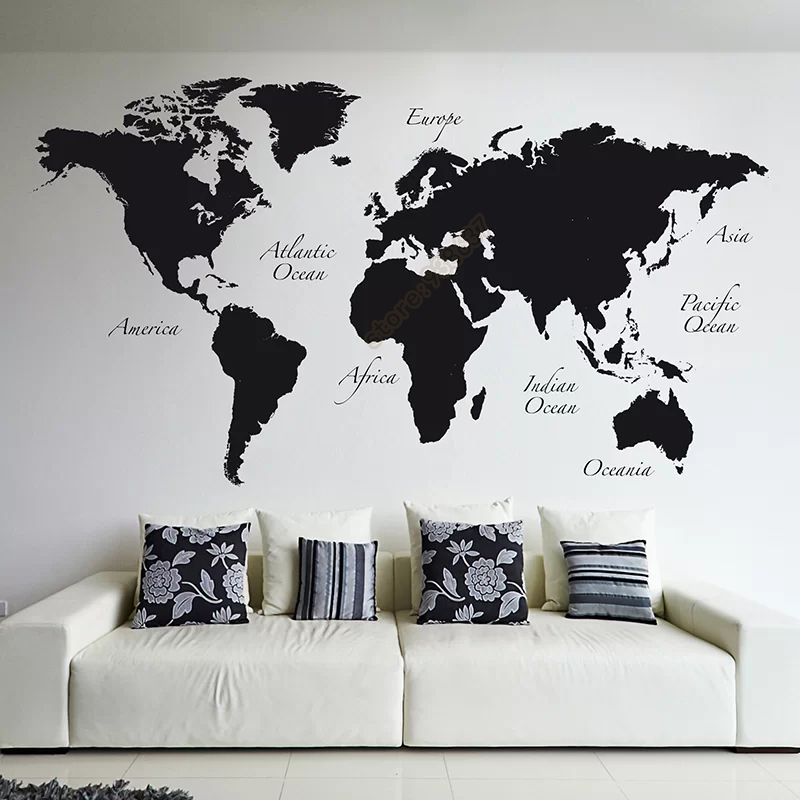 Large World Map Vinyl Wall Dec - Star Map Poster recensie en prijs
